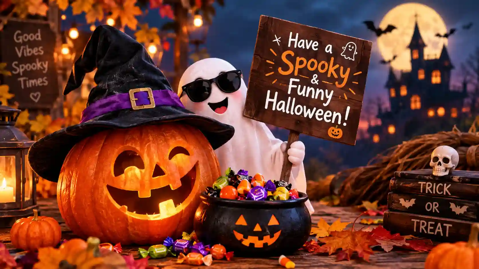 Humorous Halloween Greetings with Funny Text